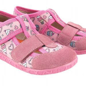 Milami -  118-BR-62 SANDAŁY TEKSTYLNO-SKÓRZANE DOMOWE KAPCIE